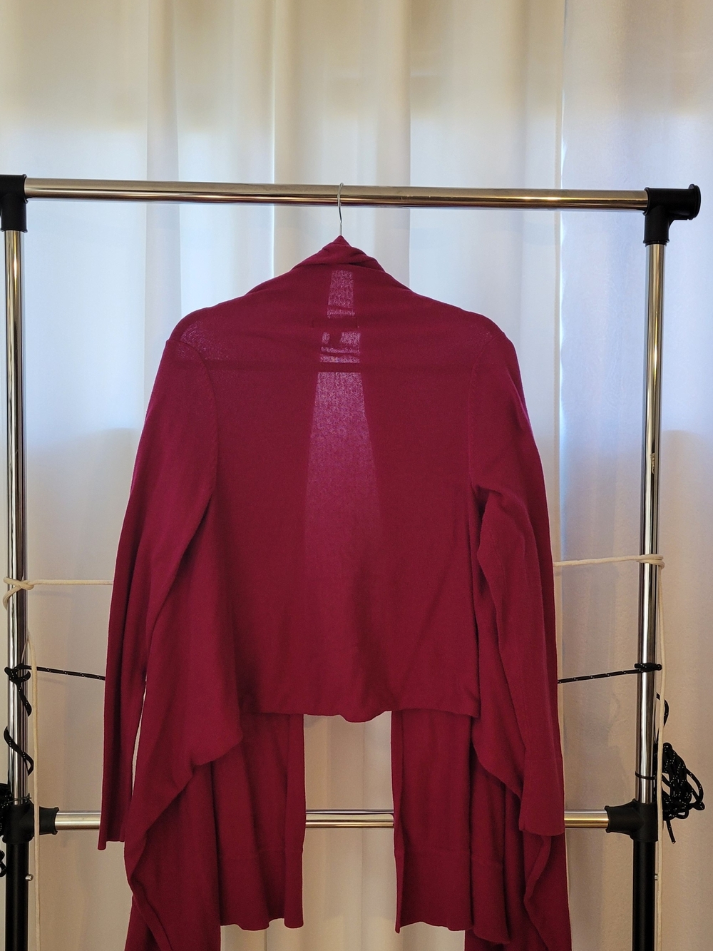 Windsor Draped Open-Front Cardigan in Raspberry - Picture 3 of 4